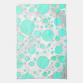 Mint Ice Aqua Blue Polka Dots Theedoek (Verticaal)