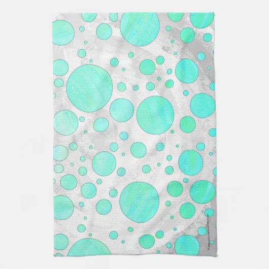 Mint Ice Aqua Blue Polka Dots Theedoek (Verticaal)