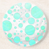 Mint Ice Aqua Blue Polka Dots Zandsteen Onderzetter (Voorkant)