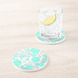 Mint Ice Aqua Blue Polka Dots Zandsteen Onderzetter