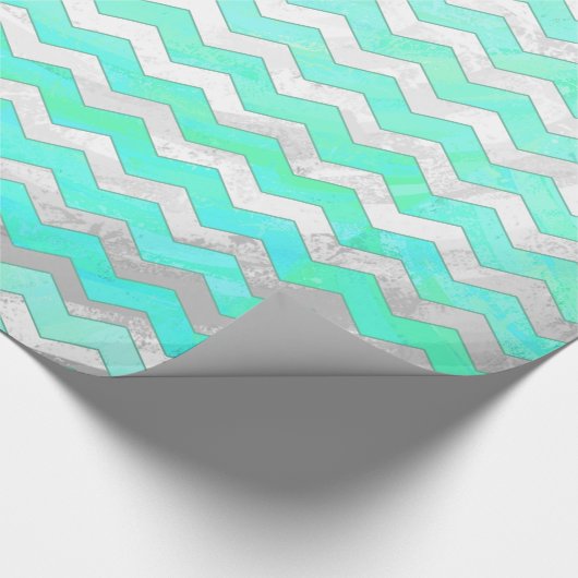 Mint Ice Blue Chevron Pattern Cadeaupapier (Hoek)