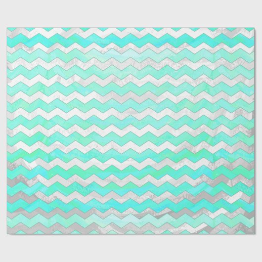 Mint Ice Blue Chevron Pattern Cadeaupapier (Vlak)