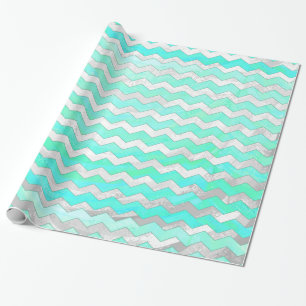 Mint Ice Blue Chevron Pattern Cadeaupapier