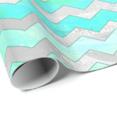 Mint Ice Blue Chevron Pattern Cadeaupapier (Rol Hoek)