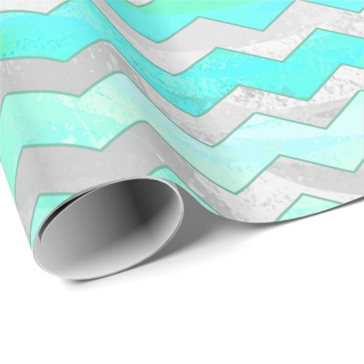 Mint Ice Blue Chevron Pattern Cadeaupapier (Rol Hoek)