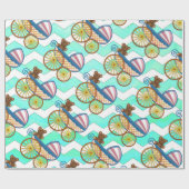 Mint Ice Blue Chevron Patteryn Baby Cadeaupapier (Vlak)