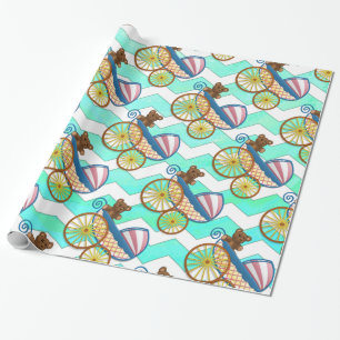 Mint Ice Blue Chevron Patteryn Baby Cadeaupapier