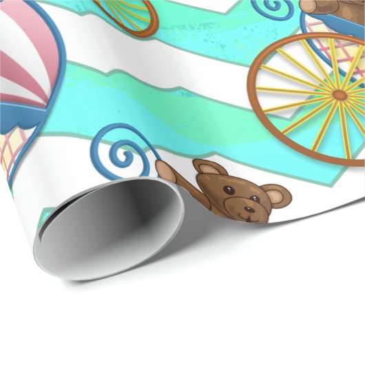 Mint Ice Blue Chevron Patteryn Baby Cadeaupapier (Rol Hoek)