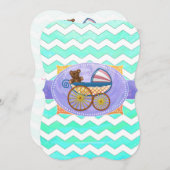 Mint Ice Blue Chevron Patteryn Baby Kaart (Voorkant / Achterkant)