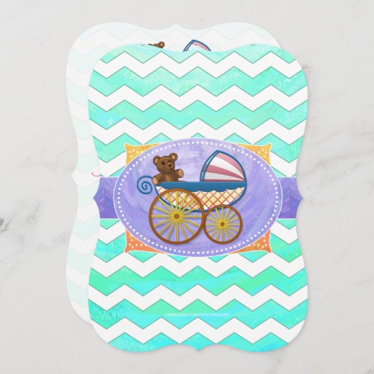 Mint Ice Blue Chevron Patteryn Baby Kaart (Voorkant / Achterkant)