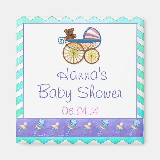 Mint Ice Blue Chevron Patteryn Baby Magneet (Voorkant)