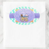 Mint Ice Blue Chevron Patteryn Baby Ovale Sticker (Tas)