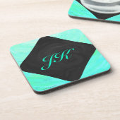 Mint Ice Blue en Black Monogram Drankjes Onderzetter (Linkerzijde)