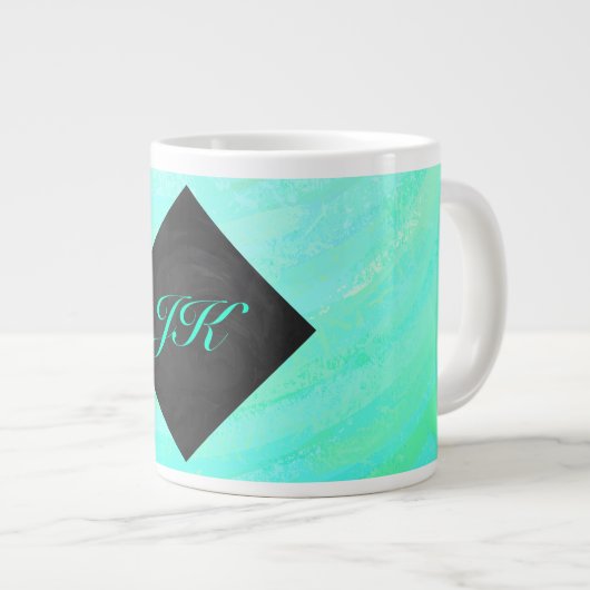 Mint Ice Blue en Black Monogram Grote Koffiekop (Voorkant rechts)