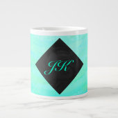 Mint Ice Blue en Black Monogram Grote Koffiekop (Voorkant)