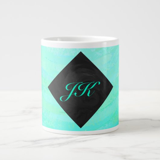 Mint Ice Blue en Black Monogram Grote Koffiekop (Voorkant)