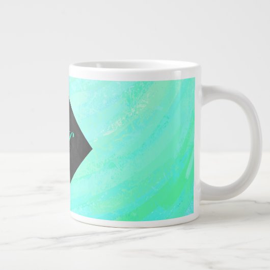 Mint Ice Blue en Black Monogram Grote Koffiekop (Rechts)
