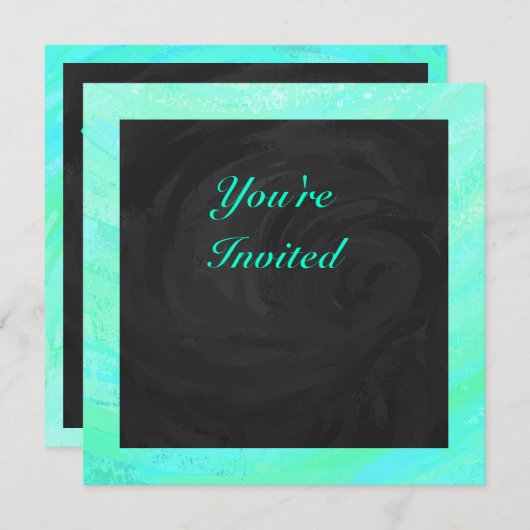 Mint Ice Blue en Black Monogram Kaart (Voorkant / Achterkant)