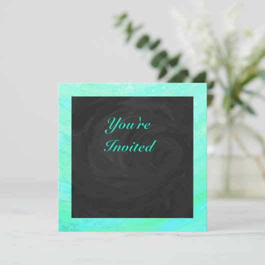 Mint Ice Blue en Black Monogram Kaart (Staand voorkant)