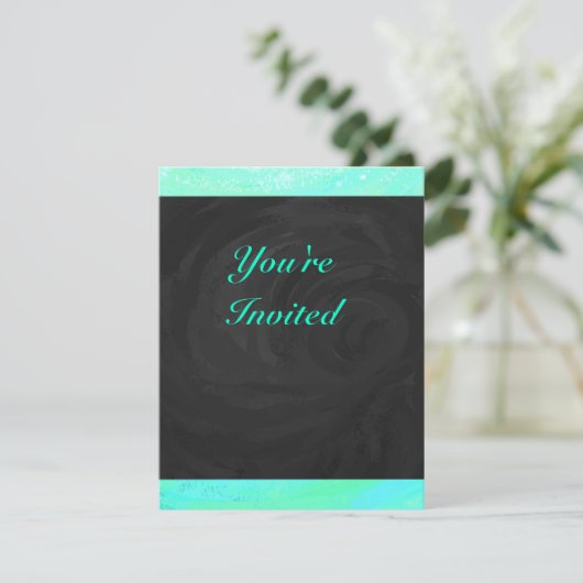 Mint Ice Blue en Black Monogram Kaart (Staand voorkant)