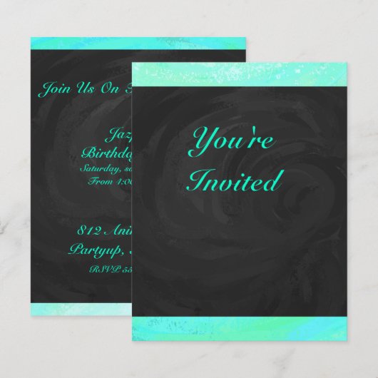 Mint Ice Blue en Black Monogram Kaart (Voorkant / Achterkant)