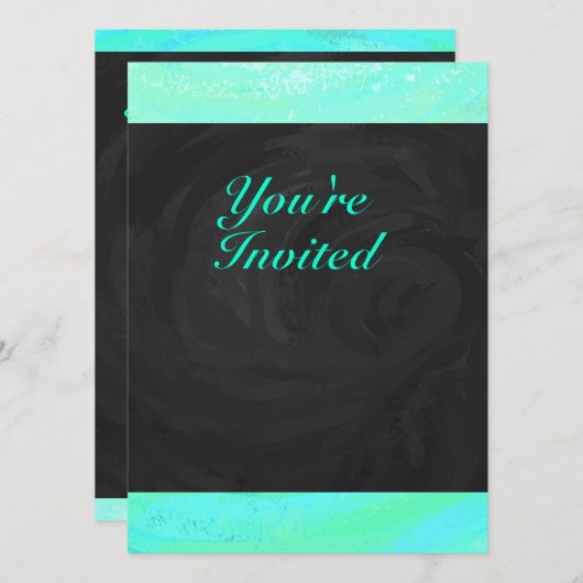 Mint Ice Blue en Black Monogram Kaart (Voorkant / Achterkant)