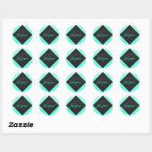Mint Ice Blue en Black Monogram Ronde Sticker (Vel)