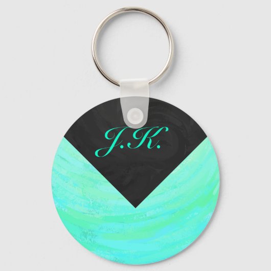 Mint Ice Blue en Black Monogram Sleutelhanger (Voorkant)