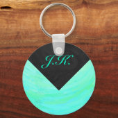 Mint Ice Blue en Black Monogram Sleutelhanger (Voorkant)