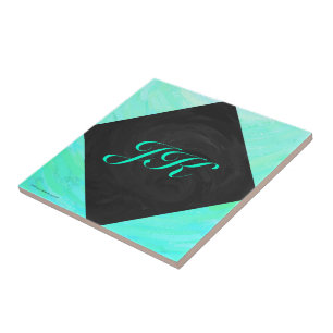 Mint Ice Blue en Black Monogram Tegeltje