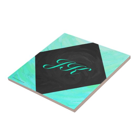 Mint Ice Blue en Black Monogram Tegeltje (Zijkant)