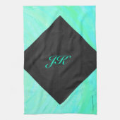 Mint Ice Blue en Black Monogram Theedoek (Verticaal)