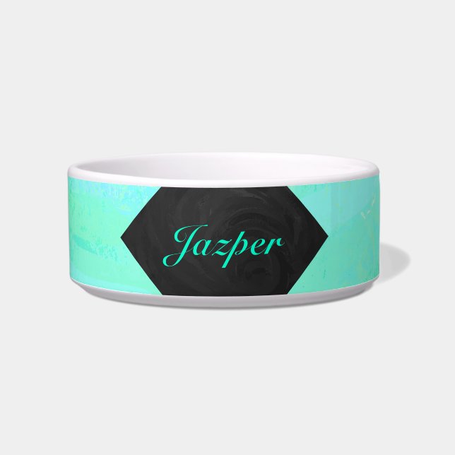 Mint Ice Blue en Black Monogram Voerbakje (Voorkant)