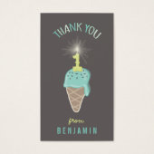 Mint Ice Cream 1e verjaardag Dank u voor uw DIY Gi Visitekaartje (Voorkant)