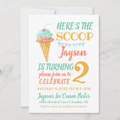 Mint Ice Cream Birthday Invitation Sjabloon Kaart (Voorkant)