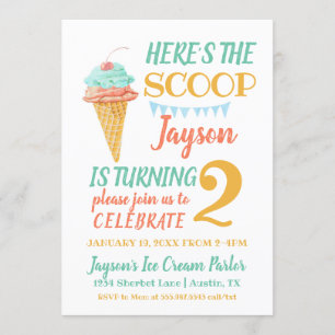 Mint Ice Cream Birthday Invitation Sjabloon Kaart