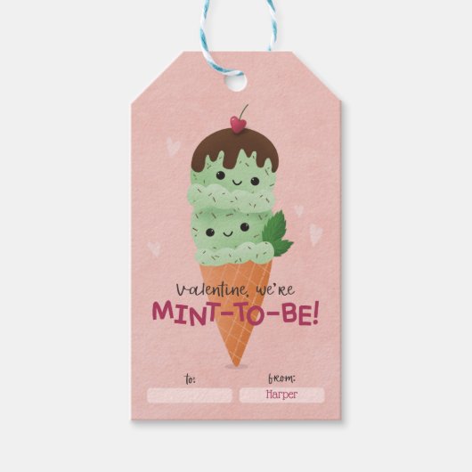 Mint Ice Cream Classroom Valentijn Cadeaulabel (Voorkant)