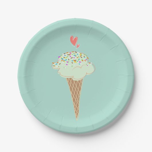 Mint Ice Cream Cone Papieren Bordje (Voorkant)