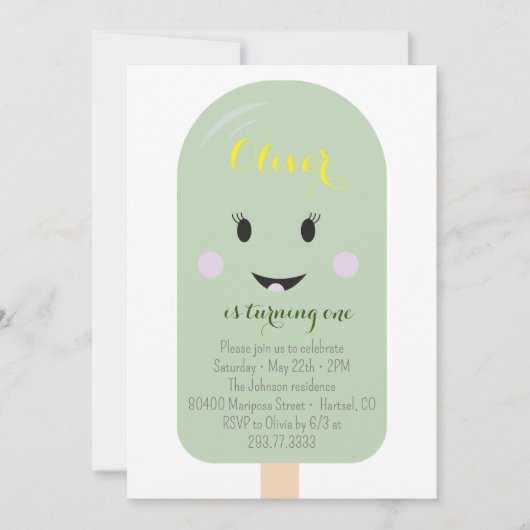 Mint Ice Cream Cone Scoop Confetti Birthday Party Kaart (Voorkant)