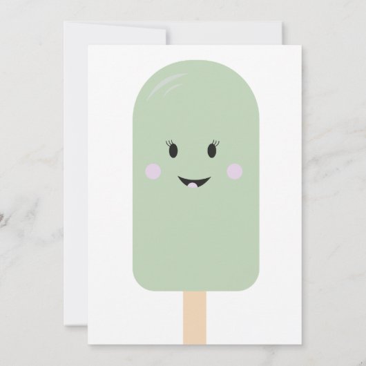 Mint Ice Cream Cone Scoop Confetti Birthday Party Kaart (Achterkant)