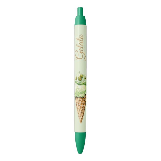 Mint Ice Cream Gelato   Zwarte Inkt Pen (Voorkant Verticaal)