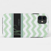 Mint Ice Cream Green Zig Zag Pattern met monogram Case-Mate iPhone Case (Achterkant (horizontaal))
