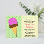 Mint Ice Cream Sociale Verjaardag Party Uitnodigin Kaart (Staand voorkant)
