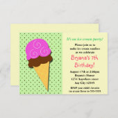 Mint Ice Cream Sociale Verjaardag Party Uitnodigin Kaart (Voorkant / Achterkant)