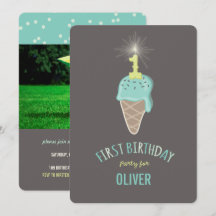Mint Ice Cream Sparkler Een Jongen 1e Verjaardagsf
