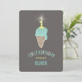 Mint Ice Cream Sparkler Een Jongen 1e Verjaardagsf Kaart (Staand voorkant)
