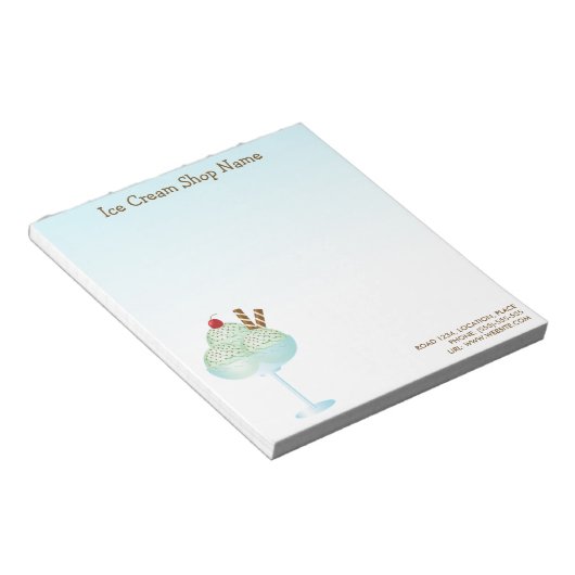 Mint Ice Cream Sundae Ice Cream Shop Business Notitieblok (Schuin)