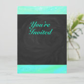 Mint Ijs Blauw en Zwart Monogram Kaart (Staand voorkant)