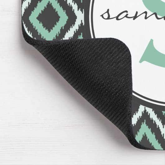 Mint Ikat Monogram Muismat (Hoek)