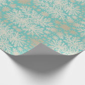  Mint inpakpapier met sneeuwvlokken (Hoek)